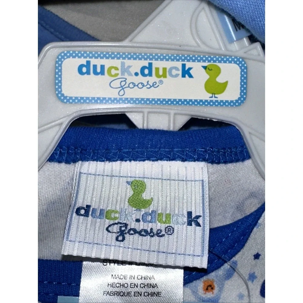 Duck Duck Goose Baby Boys 3pc Rocket Ship Set Bodysuit Pants Bib 6-9M Blue New